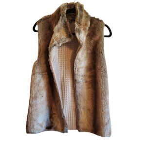 Madison (89th & Madison) Champaign Faux Fur Vest Large